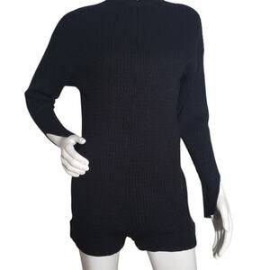 WeWoreWhat Black Mock Neck Sweater Romper XS Zip Front Long Sleeve